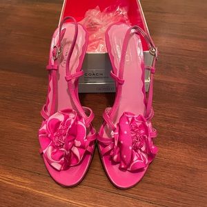 pink Coach sandal with heel worn 2 times